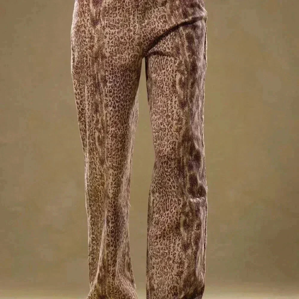 Multicolor Casual Women's Low Rise Snakeskin Denim Trousers - Picture 3 of 5